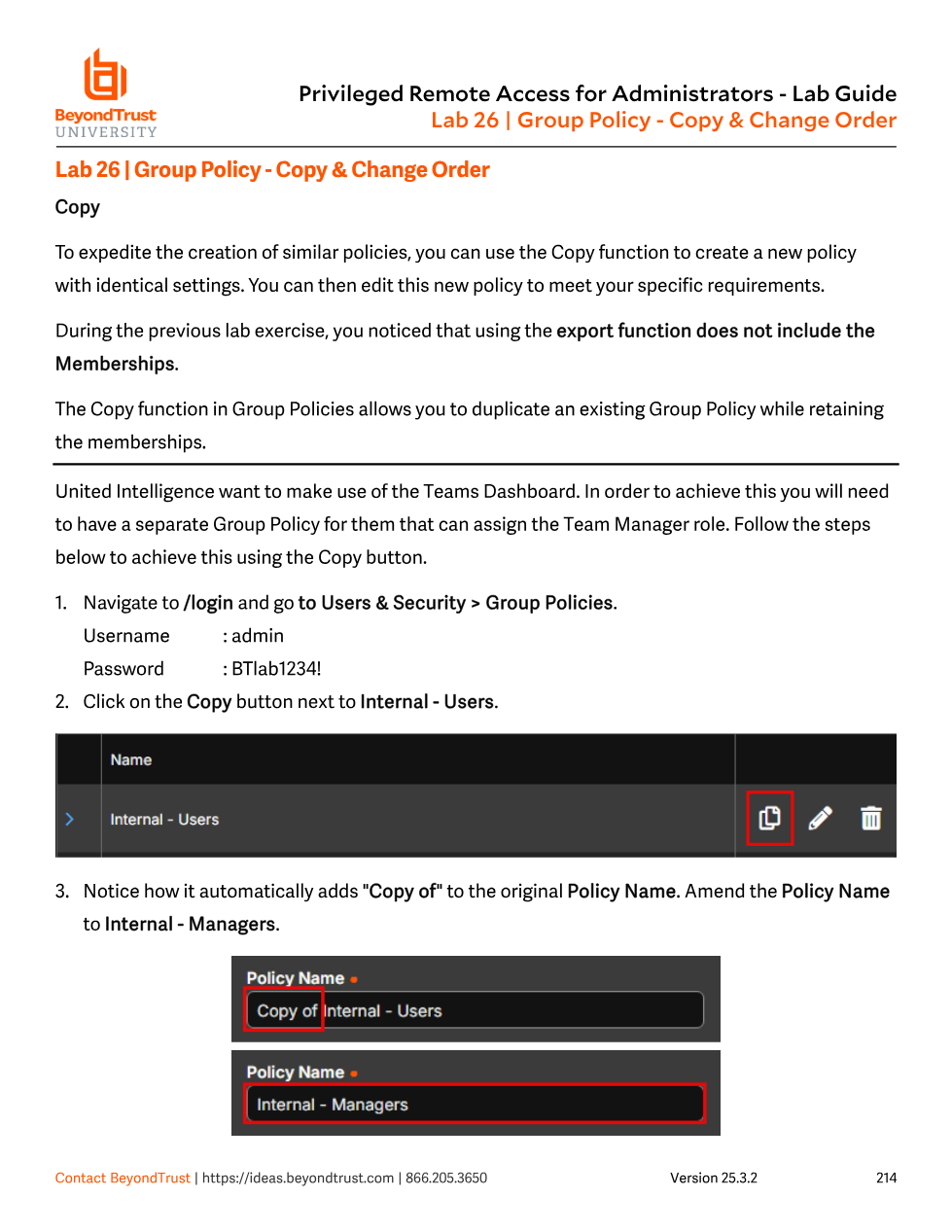 Copy button used on Internal - Users to create Internal - Managers, retaining its membership