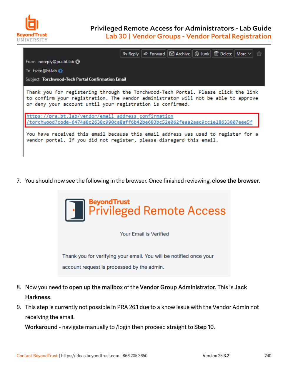 Confirmation email body with the verification link, followed by the Your Email is Verified confirmation page